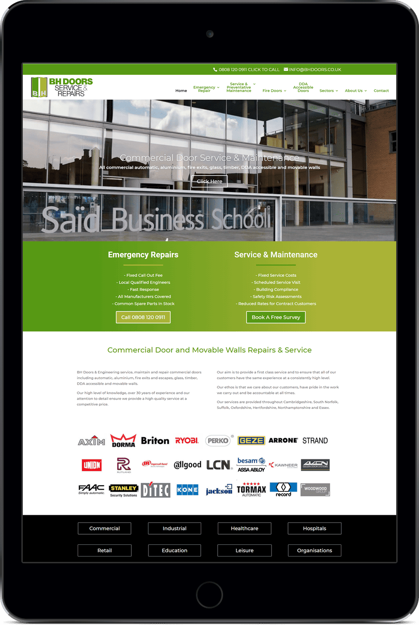 BH Doors website