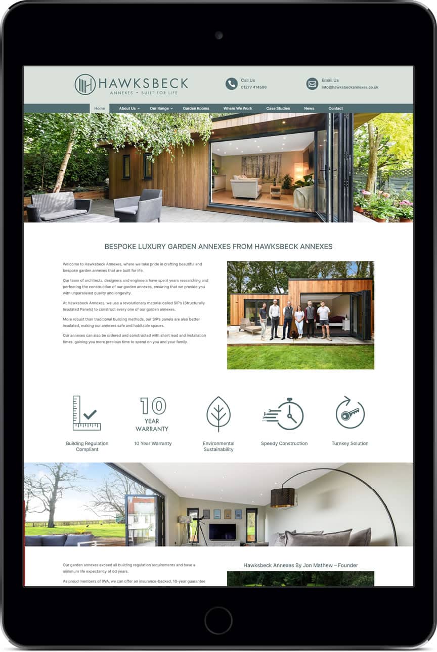 ipad-hawksbeck-annexes Garden annexes website designer