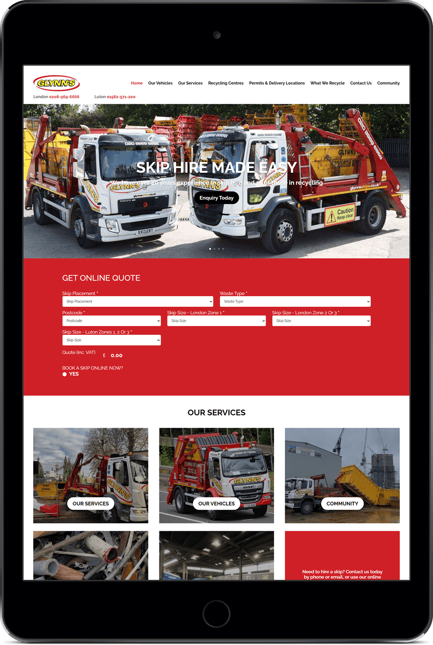 Website design for skip hire companies
